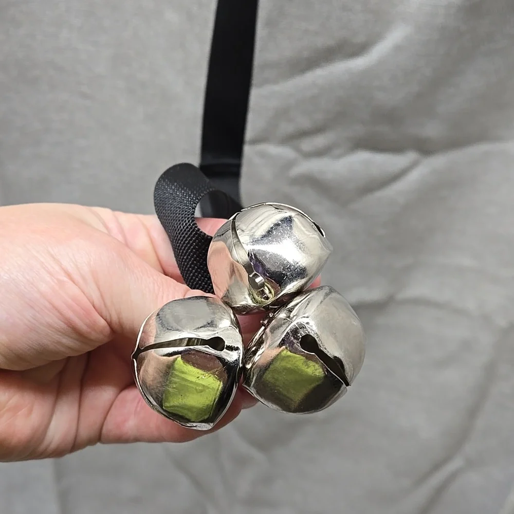 Dog Potty Bells, Set Of 2, Black Webbing, Adjustable Length, 7 Bells Each